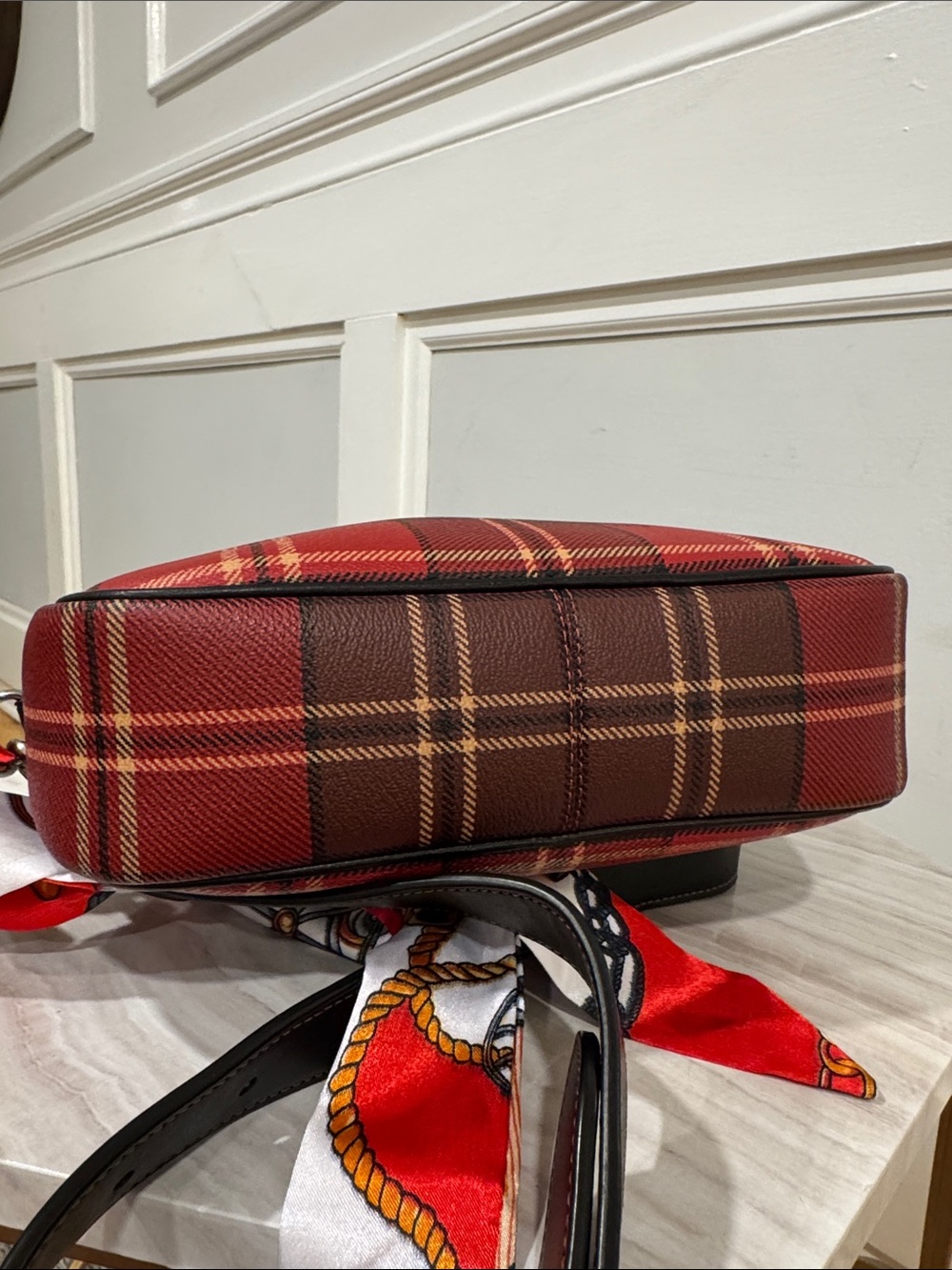Coach Bag Jaime Camera Crossbody Black Red Tartan Plaid Bag - Picture 10 of 17